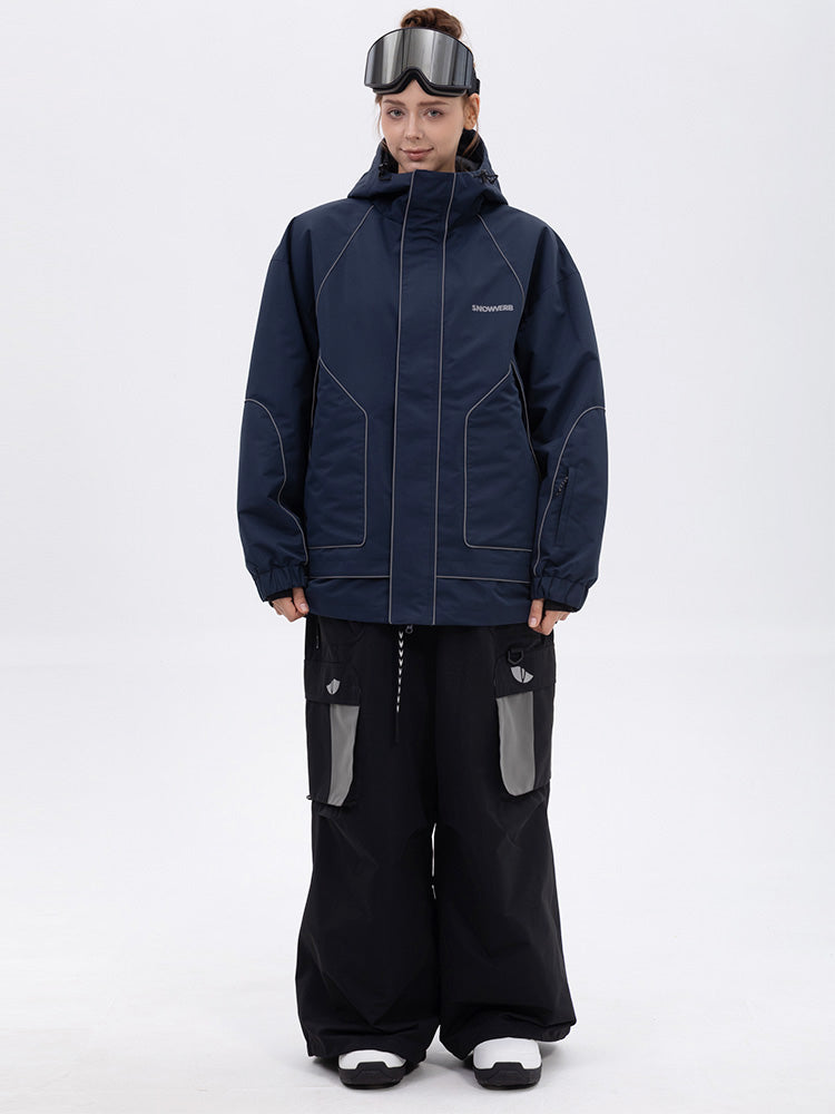 NightRide Chill Damen-Schneeanzug mit Reflektoren – Set aus Bergjacke und Baggy-Cargohose