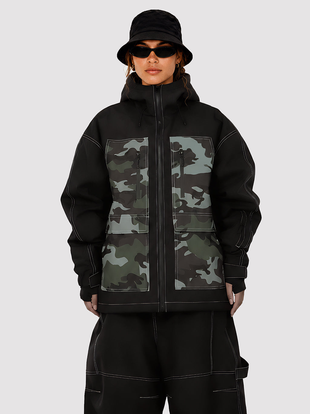 UrbanCraft Street Utility Freestyle Schneejacke für Damen – Reflektierende Kapuze & Arbeitskleidungsdesign