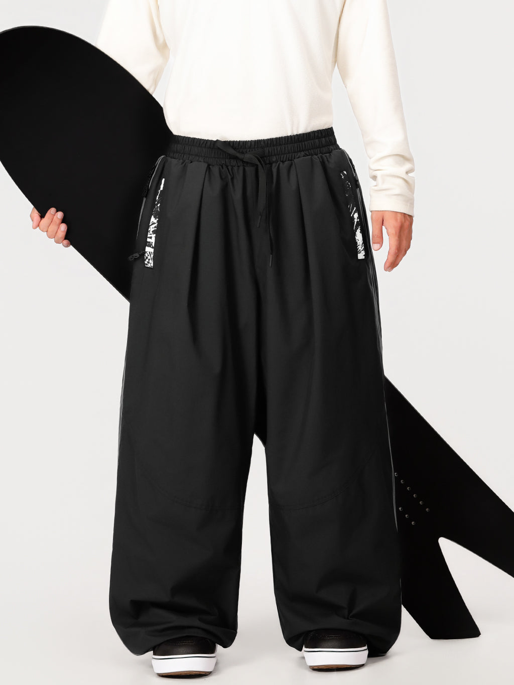 Hyper Flux Herren-Skihose mit seitlichem Reißverschluss und Graffiti-Einsatz, extra weit geschnitten, Freestyle-Schneehose
