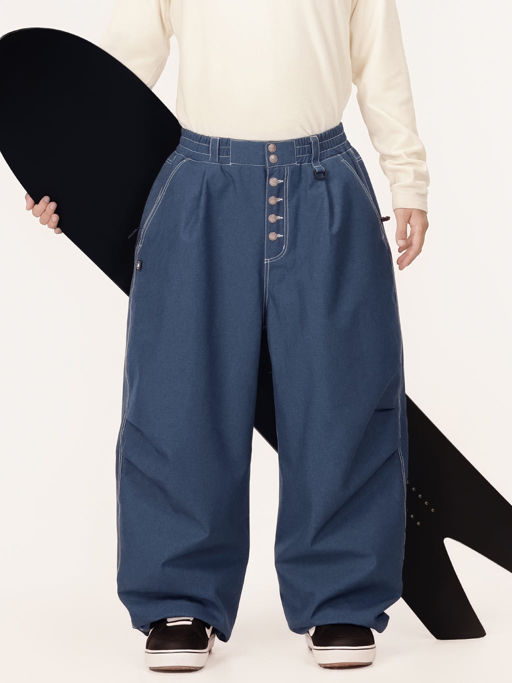 Raw Utility Niet-Arbeitsjeans für Herren – Oversized-Passform mit doppelter Gesäßtasche