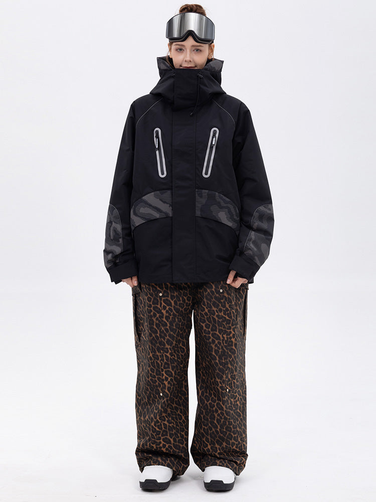 Chillform Damen-Schneeanzug mit reflektierendem Tarnmuster – Glow Trail Jacke mit Baggy-Schneehose (Set)
