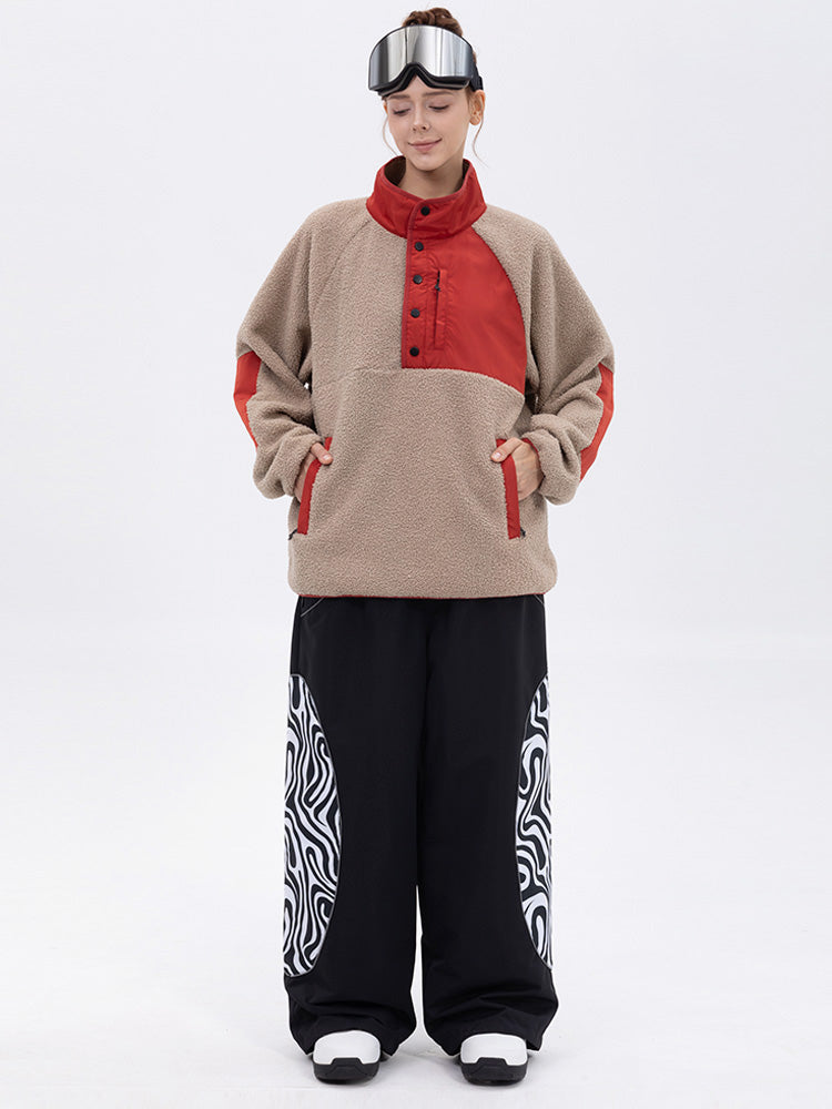 Damen-Pullover aus Kunst-Sherpa-Fleece für die Berge & stylische reflektierende Cargo-Schneehose