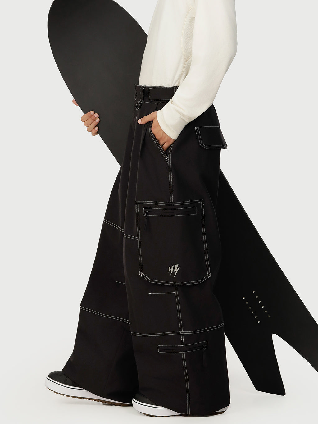 Wild Soul Crew Utility Cargo-Schneehose für Herren – Robuste Nähte, lockere Passform