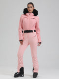 Gsou Snow Mountain Chic Damen-Skianzug mit Kunstpelzbesatz und ausgestelltem Bein