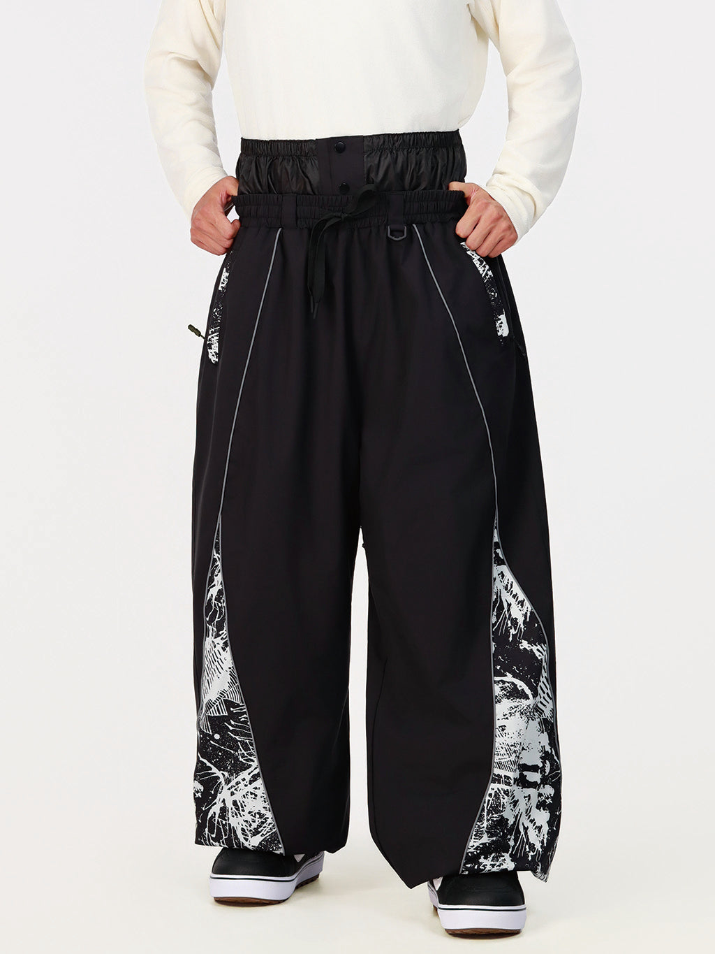 Hyper Flux Herren Hyper Flux Color Graffiti Panel Reflective Line Jogger Baggy Snow Pants