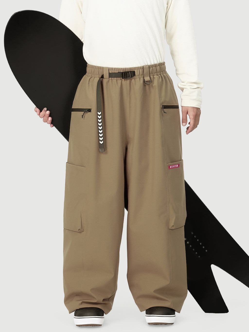 Techline Herren Strapazierfähige Stretch Utility Cargo Skihose – Baggy Freestyle Passform