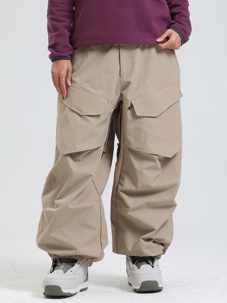 Gsou Snow Urban Slope Damen-Schneehose mit Knieflex-Cargotaschen und weitem Bein