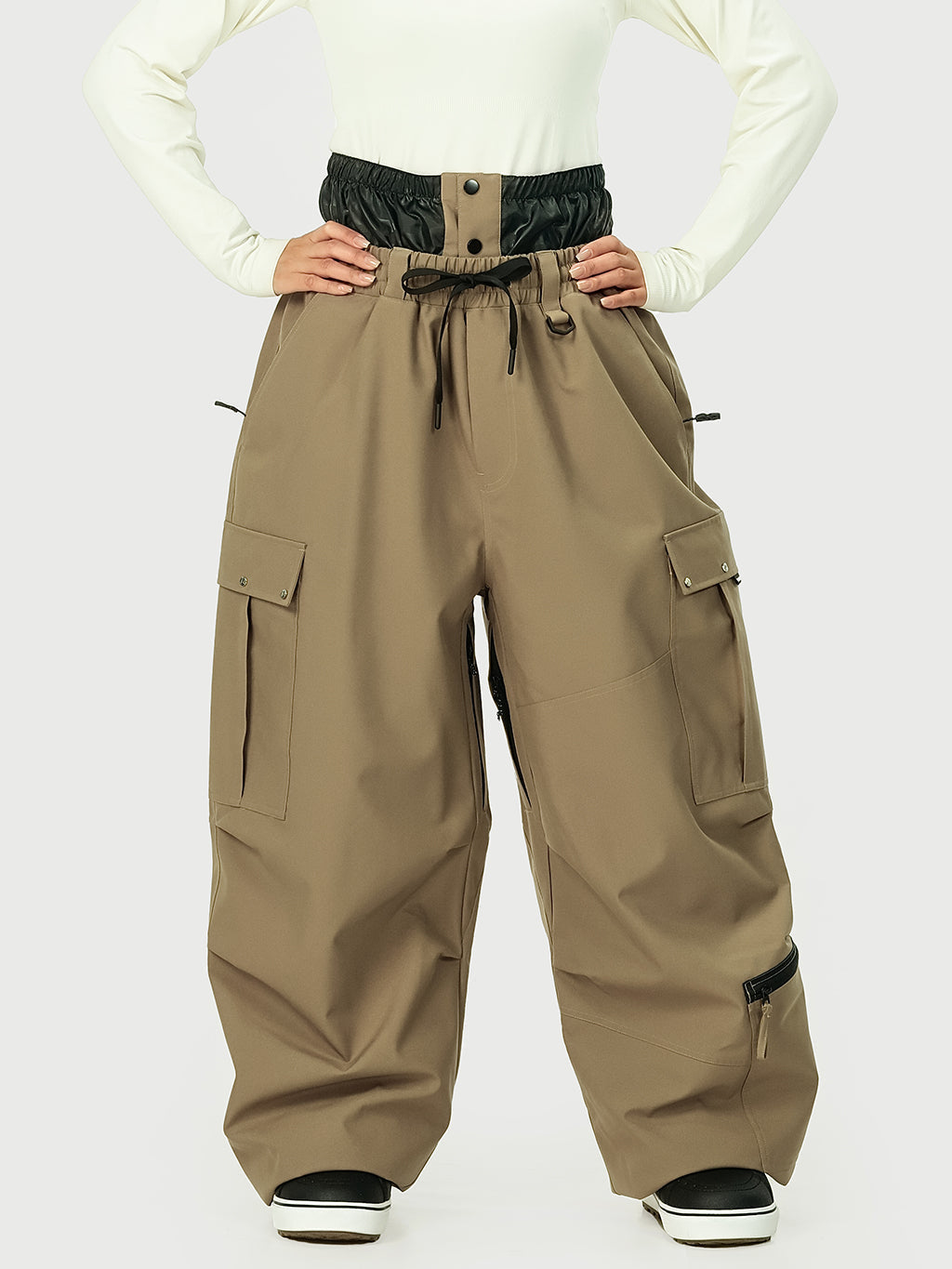 Techline Damen-Arbeitskleidungs-inspirierte Utility-Cargo-Schneehose – Baggy Freestyle-Passform