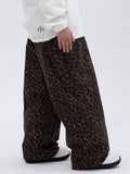 Damen-Skihose mit doppeltem Knie, Leopardenmuster, weit geschnitten, für Mountain Freestyle, Baggy-Stil