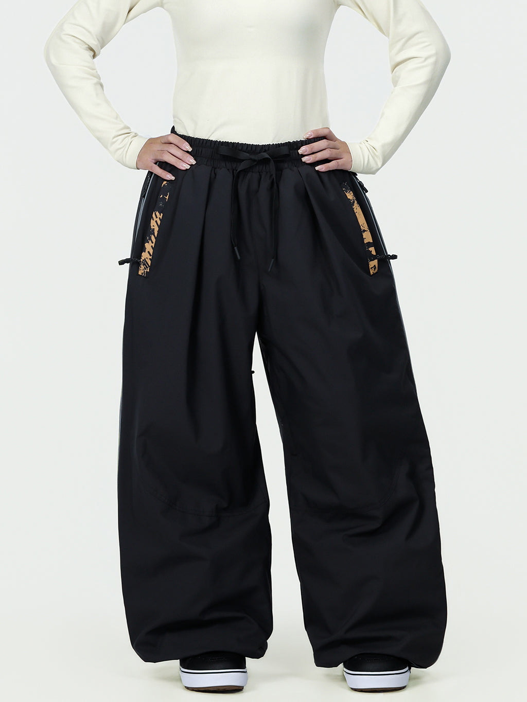 Hyper Flux Damen-Skihose mit seitlichem Reißverschluss und Graffiti-Einsatz, extra weit geschnitten, Freestyle-Schneehose