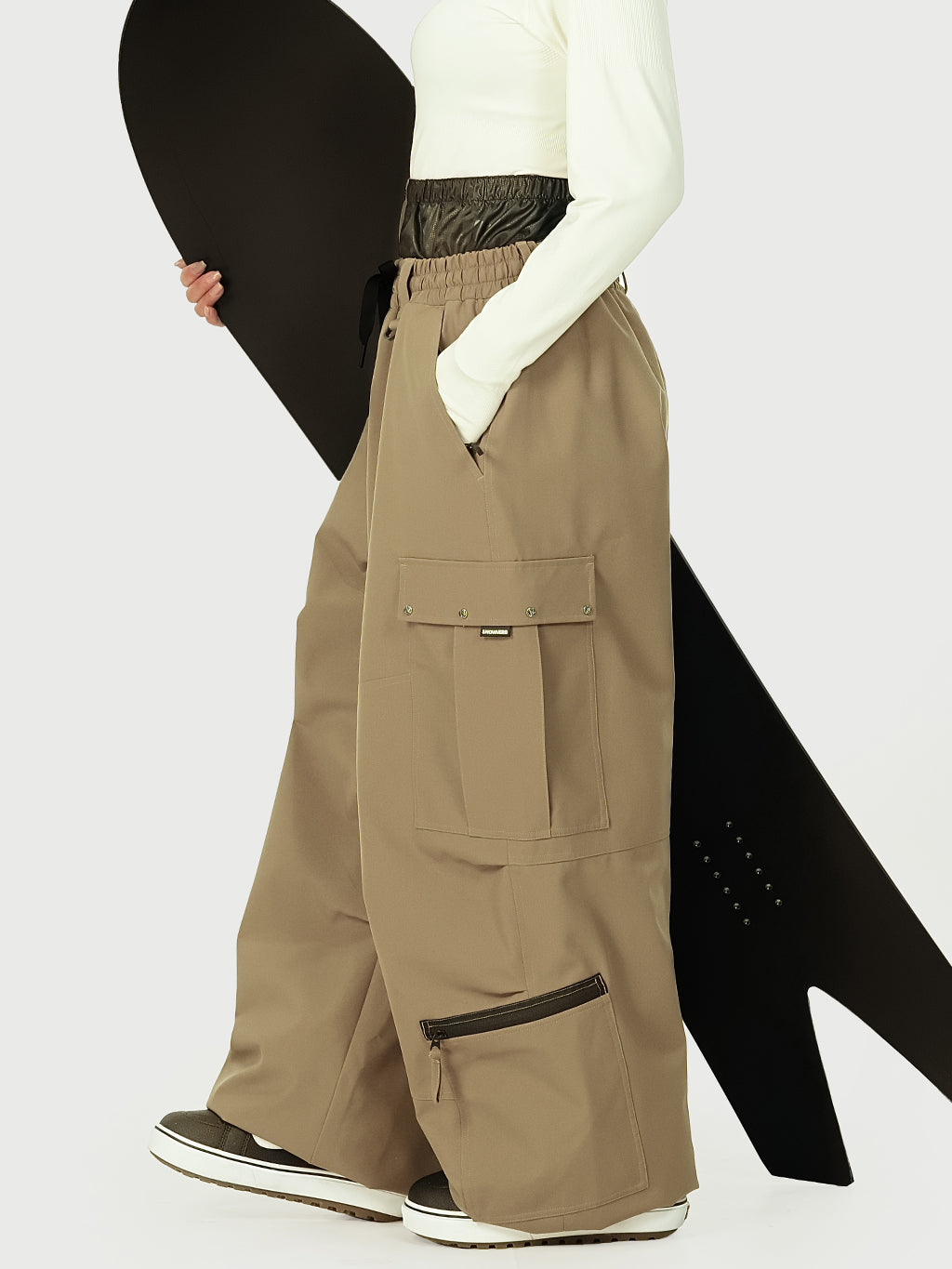Techline Damen-Arbeitskleidungs-inspirierte Utility-Cargo-Schneehose – Baggy Freestyle-Passform