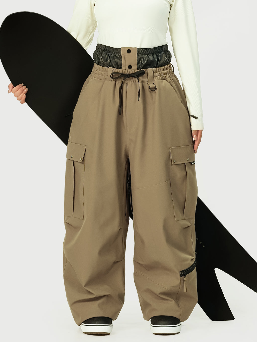 Techline Damen-Arbeitskleidungs-inspirierte Utility-Cargo-Schneehose – Baggy Freestyle-Passform