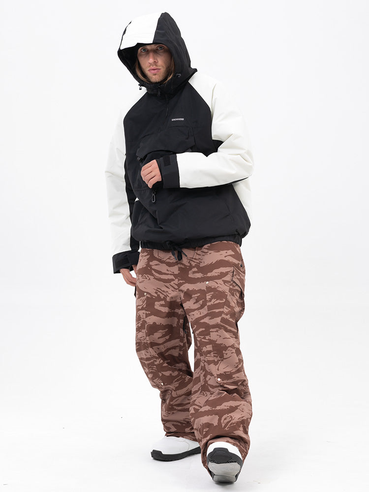 Freestyle-Mountain-Camo-Schneeanzug für Herren – Bomberjacke & Baggy-Hose-Set