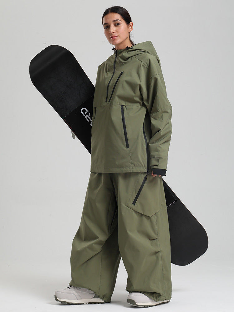 Gsou Snow Damen-Pullover-Anorak, strapazierfähig, Bergflauschig, Baggy-Schneeanzug