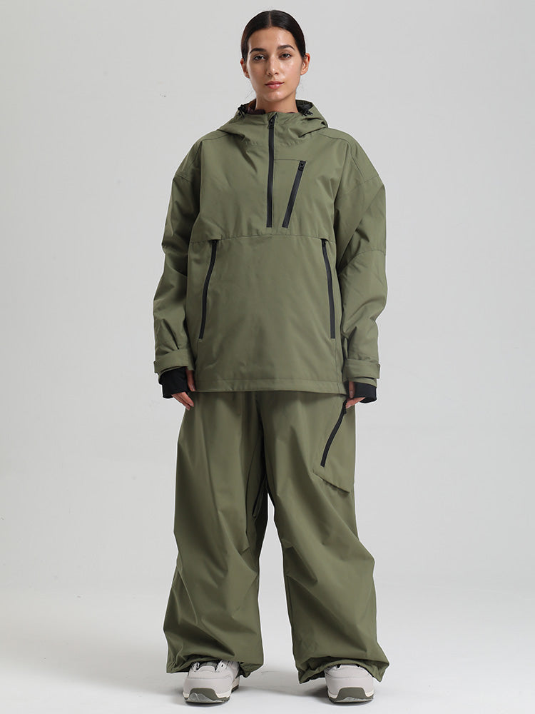 Gsou Snow Damen-Pullover-Anorak, strapazierfähig, Bergflauschig, Baggy-Schneeanzug