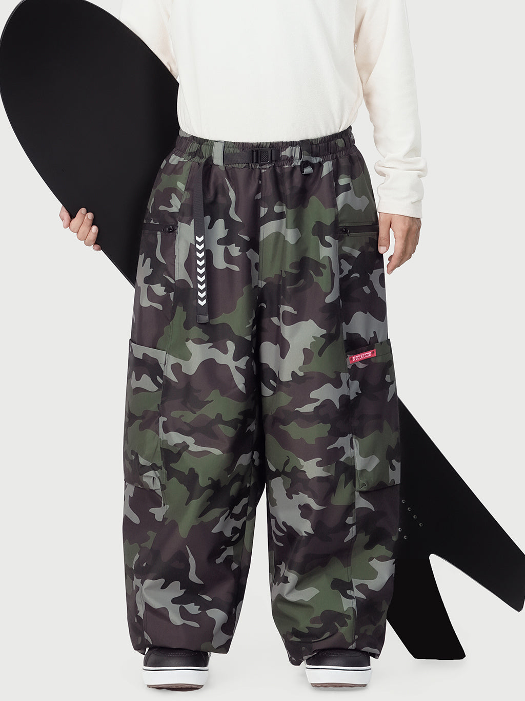 Techline Herren Strapazierfähige Stretch Utility Cargo Skihose – Baggy Freestyle Passform