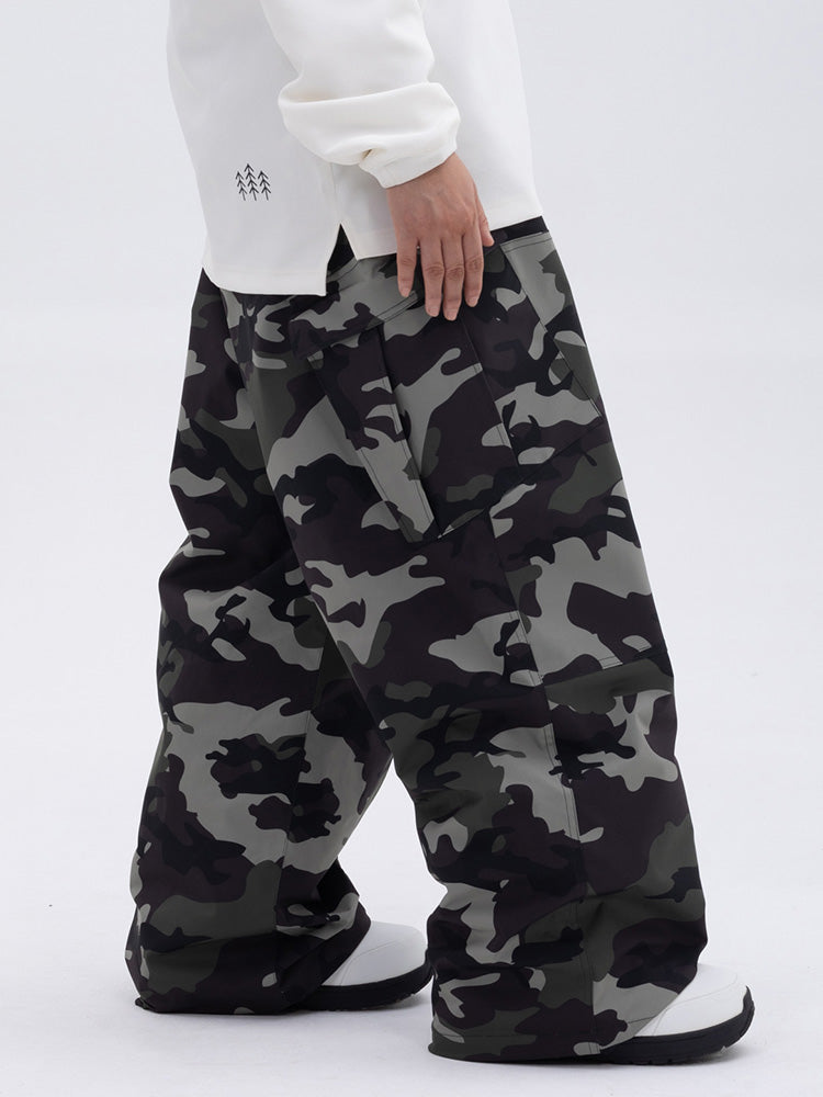 Damen-Skihose mit doppeltem Knie, Mountain Freestyle Baggy Camo