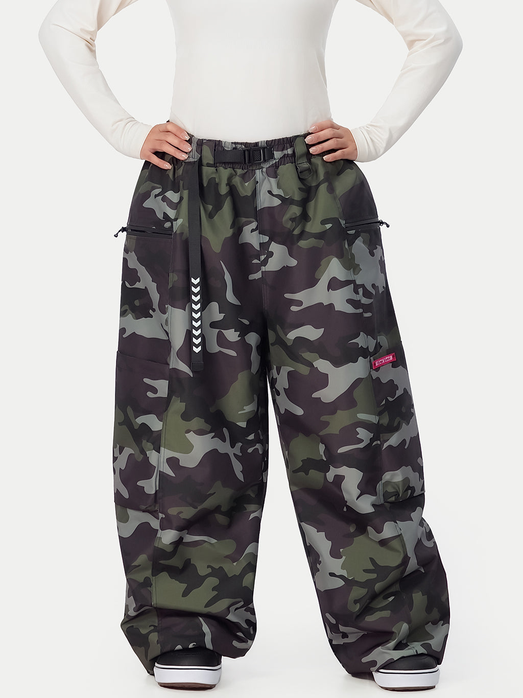Techline Damen-Skihose mit strapazierfähigem Stretch-Cargo-Design – Baggy Freestyle Passform