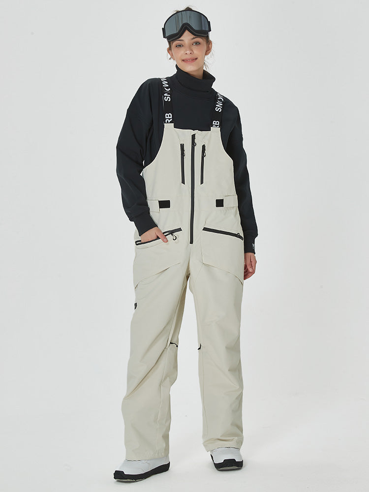 Damen Mountain Freerider Swag Cargo Snowboard Bib Overalls Baggy Snow Pants