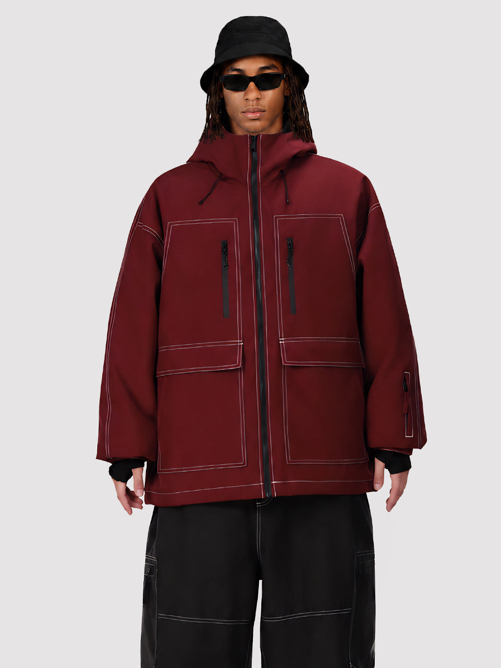 UrbanCraft Street Utility Freestyle Schneejacke für Herren – Reflektierende Kapuze & Arbeitskleidungsdesign