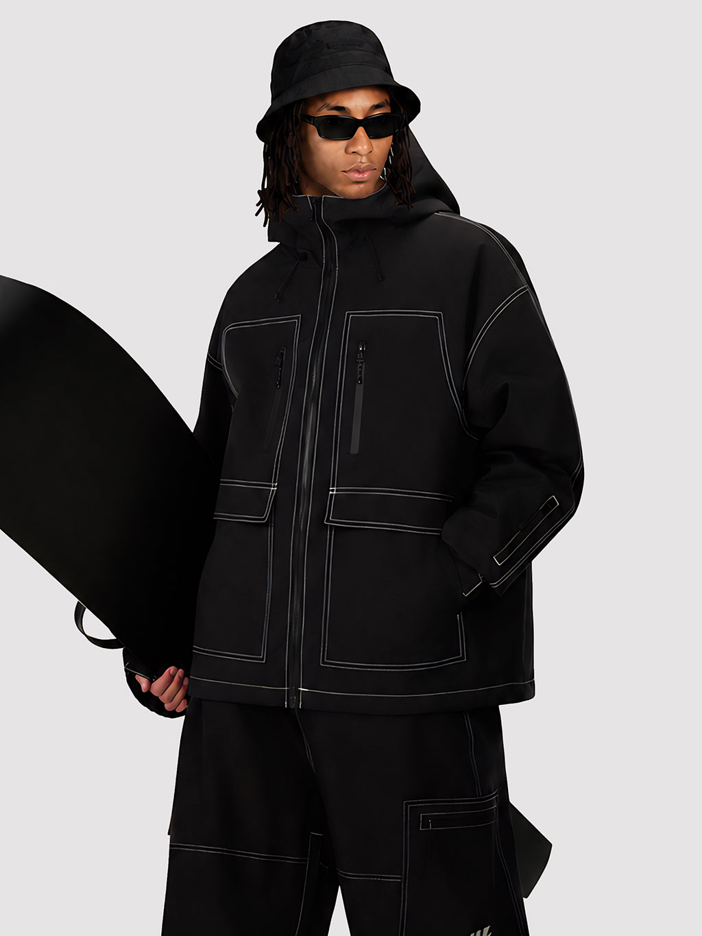 UrbanCraft Street Utility Freestyle Schneejacke für Herren – Reflektierende Kapuze & Arbeitskleidungsdesign