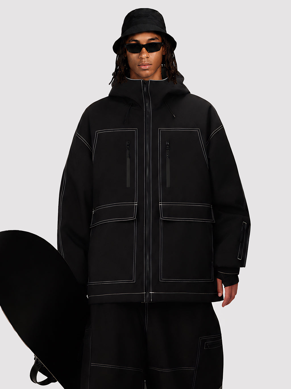 UrbanCraft Street Utility Freestyle Schneejacke für Herren – Reflektierende Kapuze & Arbeitskleidungsdesign