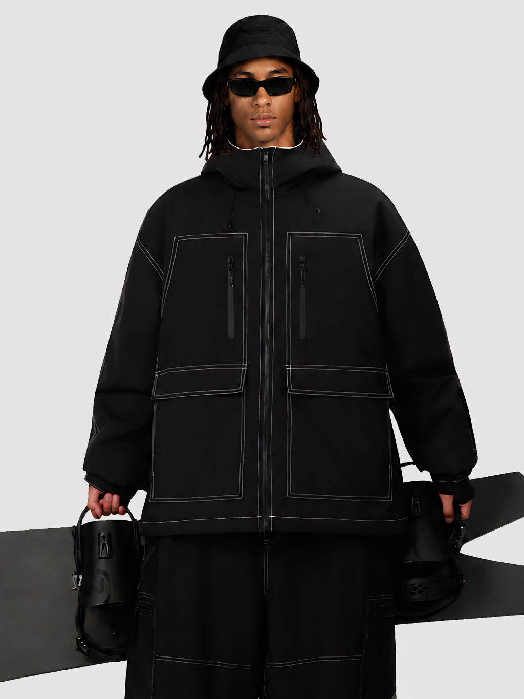 UrbanCraft Street Utility Freestyle Schneejacke für Herren – Reflektierende Kapuze & Arbeitskleidungsdesign