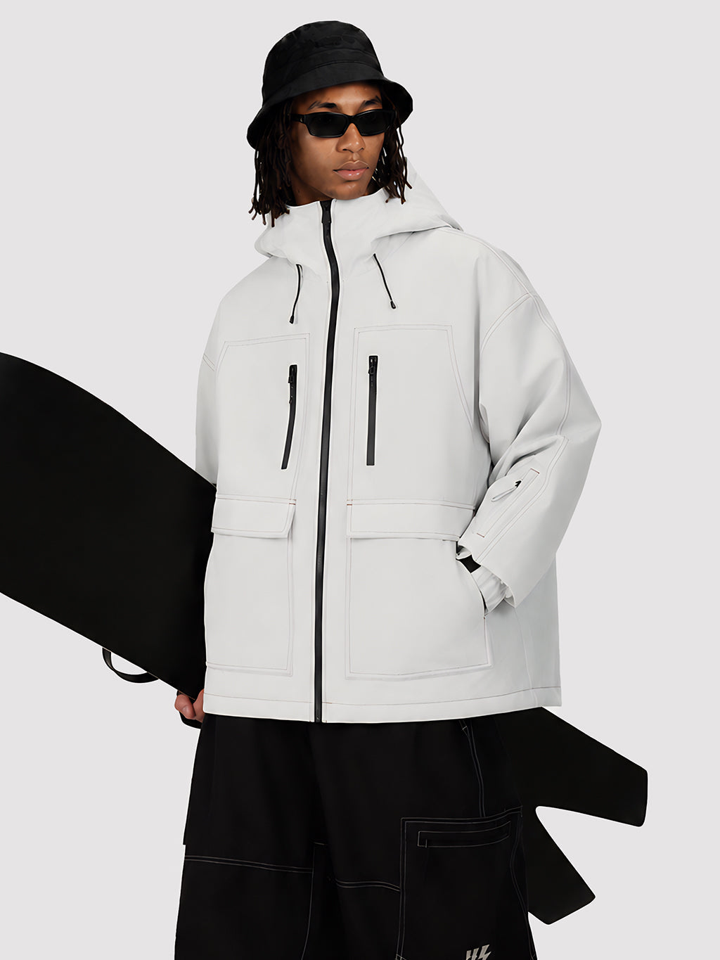 UrbanCraft Street Utility Freestyle Schneejacke für Herren – Reflektierende Kapuze & Arbeitskleidungsdesign