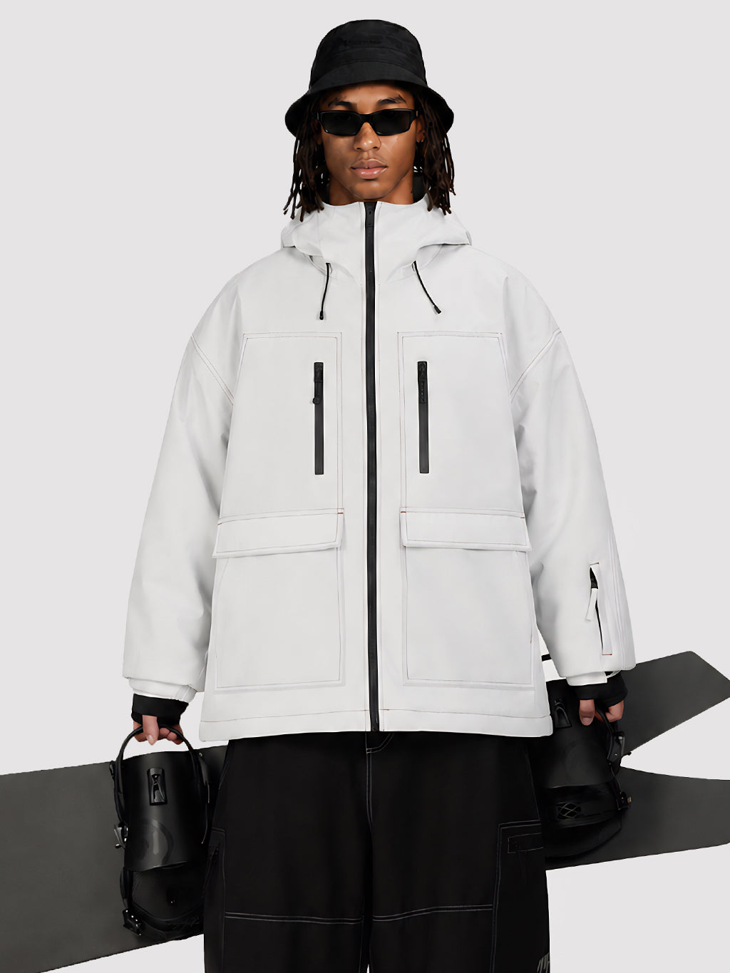 UrbanCraft Street Utility Freestyle Schneejacke für Herren – Reflektierende Kapuze & Arbeitskleidungsdesign