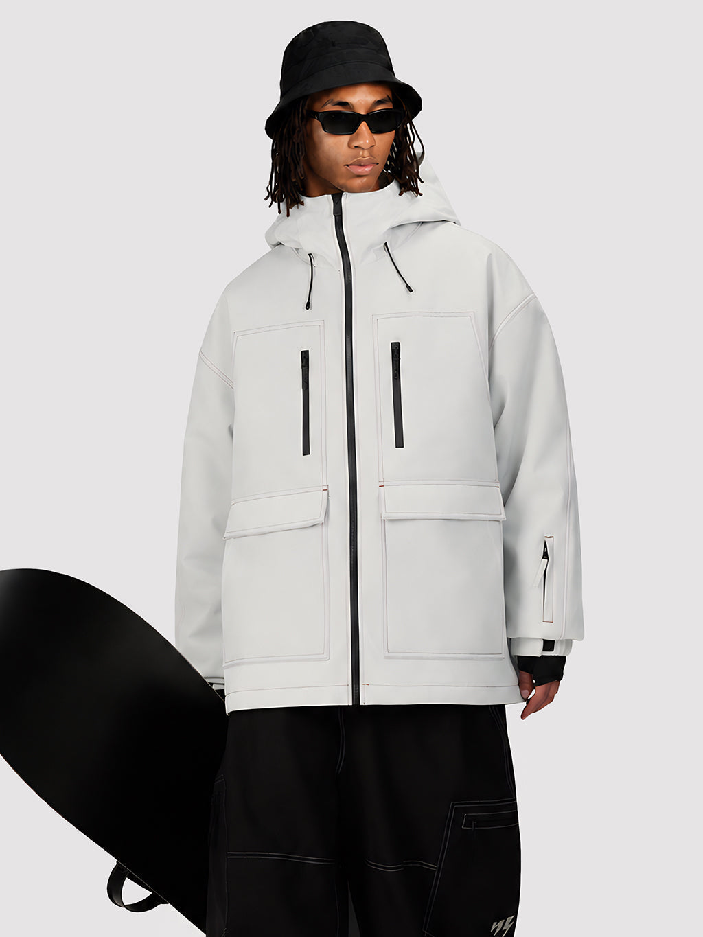 UrbanCraft Street Utility Freestyle Schneejacke für Herren – Reflektierende Kapuze & Arbeitskleidungsdesign