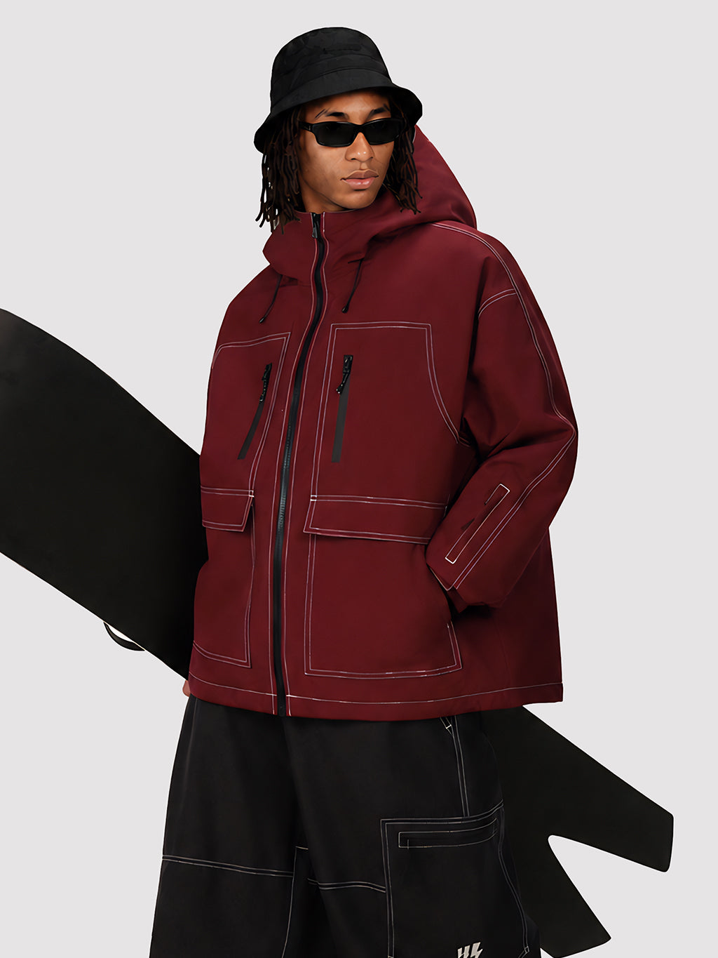 UrbanCraft Street Utility Freestyle Schneejacke für Herren – Reflektierende Kapuze & Arbeitskleidungsdesign