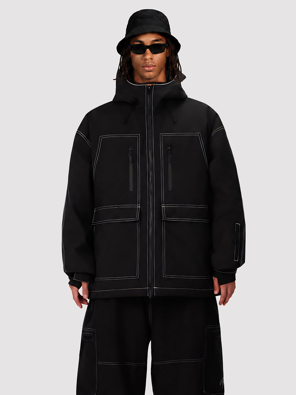 UrbanCraft Street Utility Freestyle Schneejacke für Herren – Reflektierende Kapuze & Arbeitskleidungsdesign