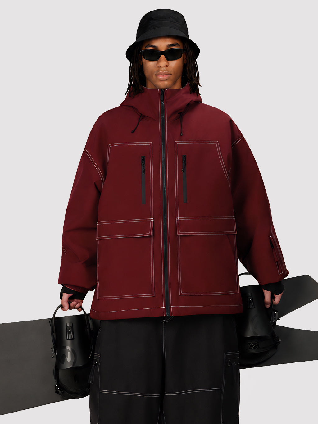 UrbanCraft Street Utility Freestyle Schneejacke für Herren – Reflektierende Kapuze & Arbeitskleidungsdesign