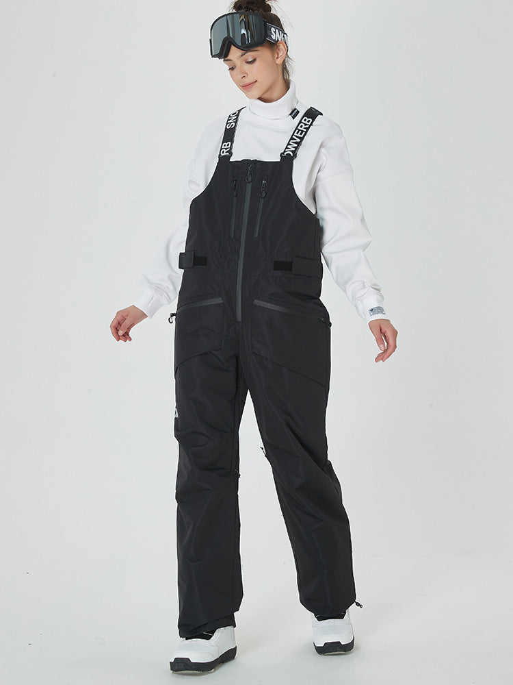 Damen Mountain Freerider Swag Cargo Snowboard Bib Overalls Baggy Snow Pants