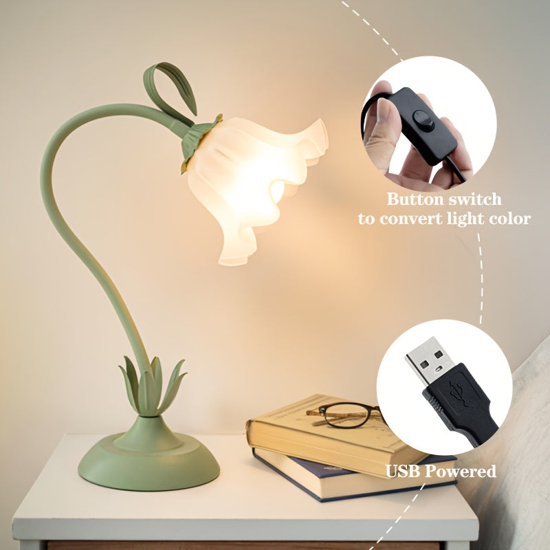 Luvano Tischleuchte floral USB Akzentlicht