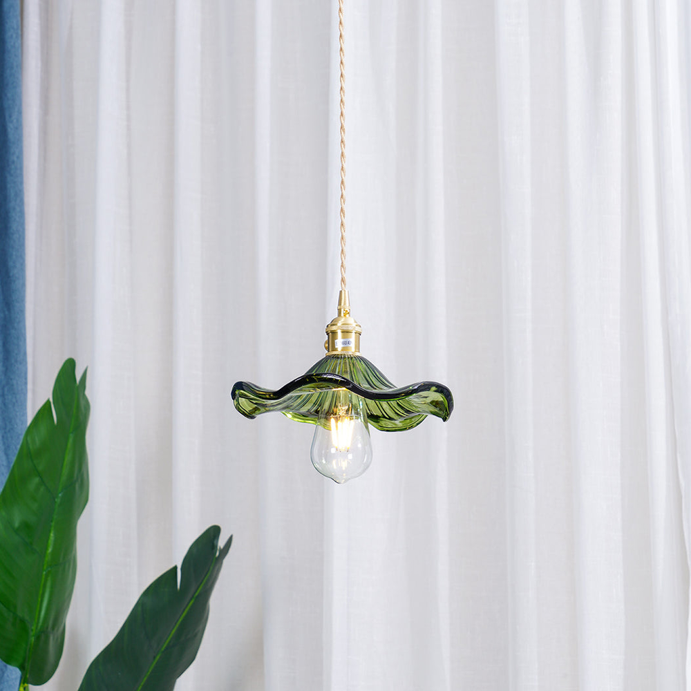 Luvano LED Pendelleuchte Blume Glas elegant