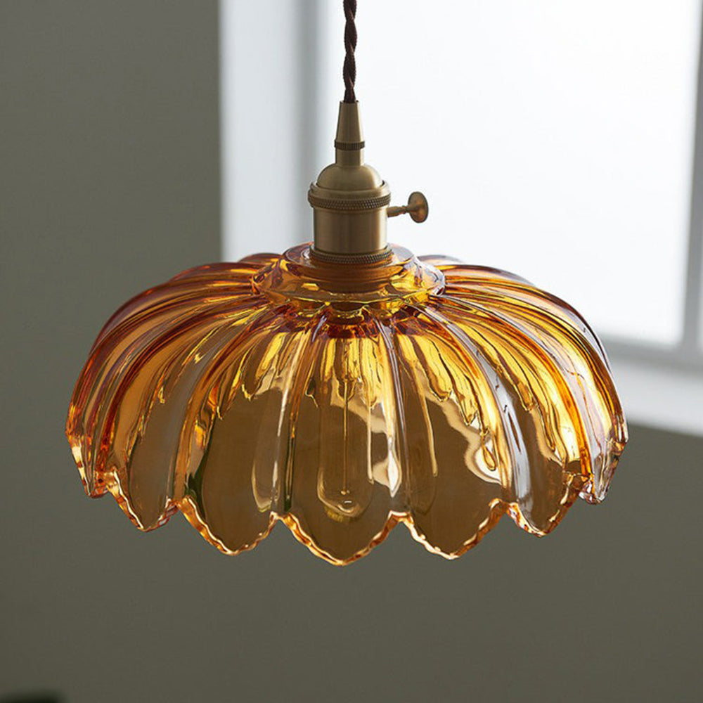 Luvano Pendelleuchte Blume Buntglas Vintage