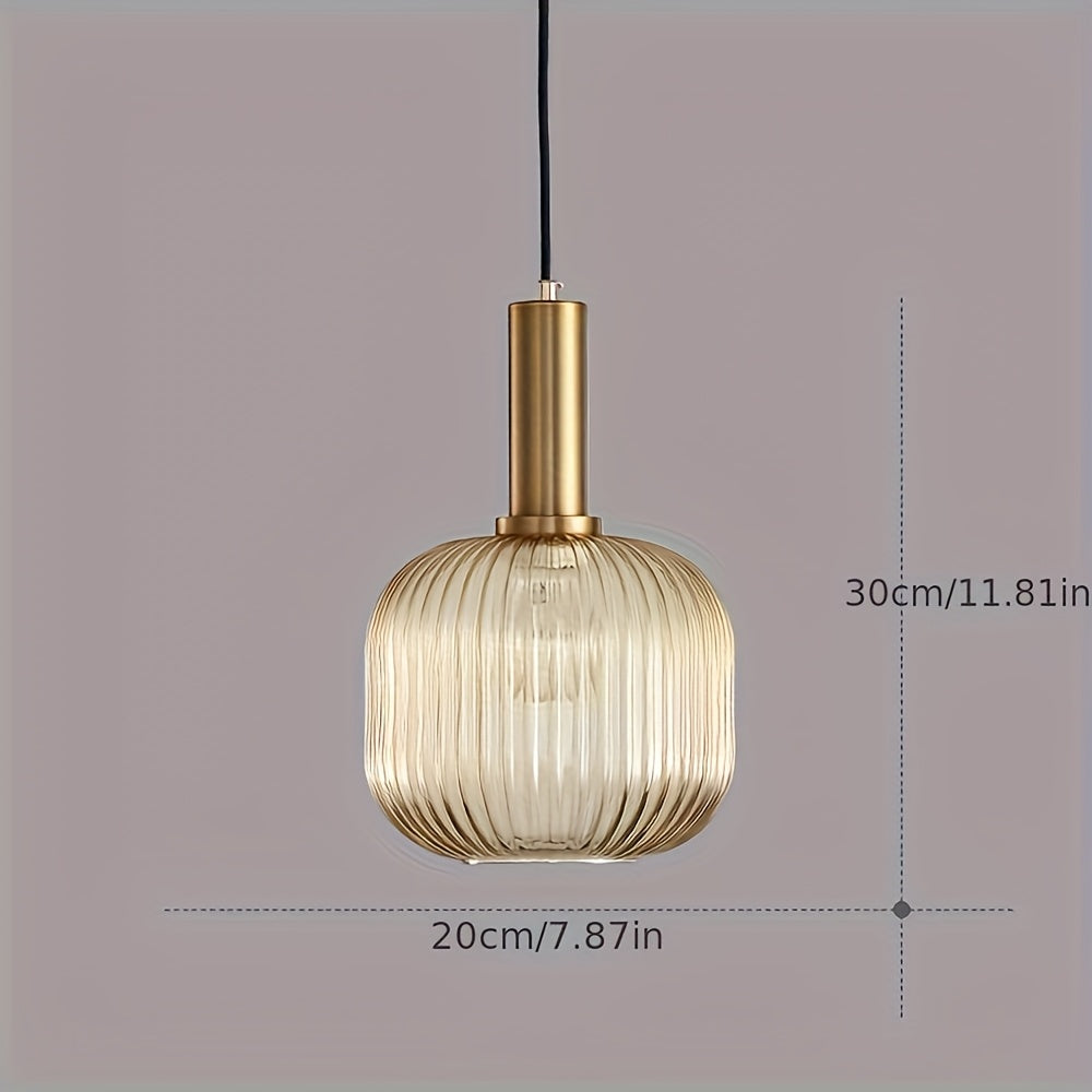 Luvano Pendelleuchte Riffelglas Messing modern