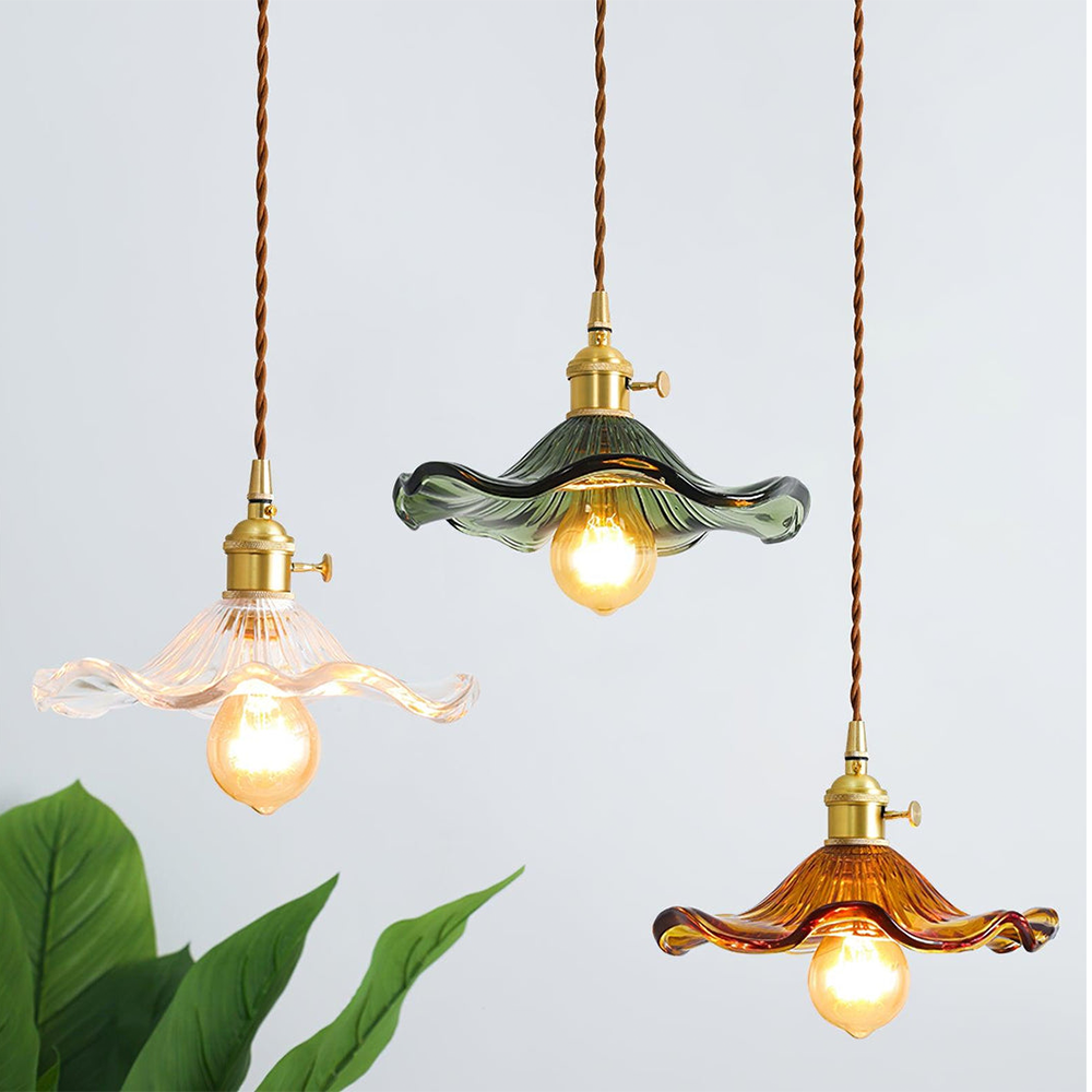 Luvano LED Pendelleuchte Blume Glas elegant