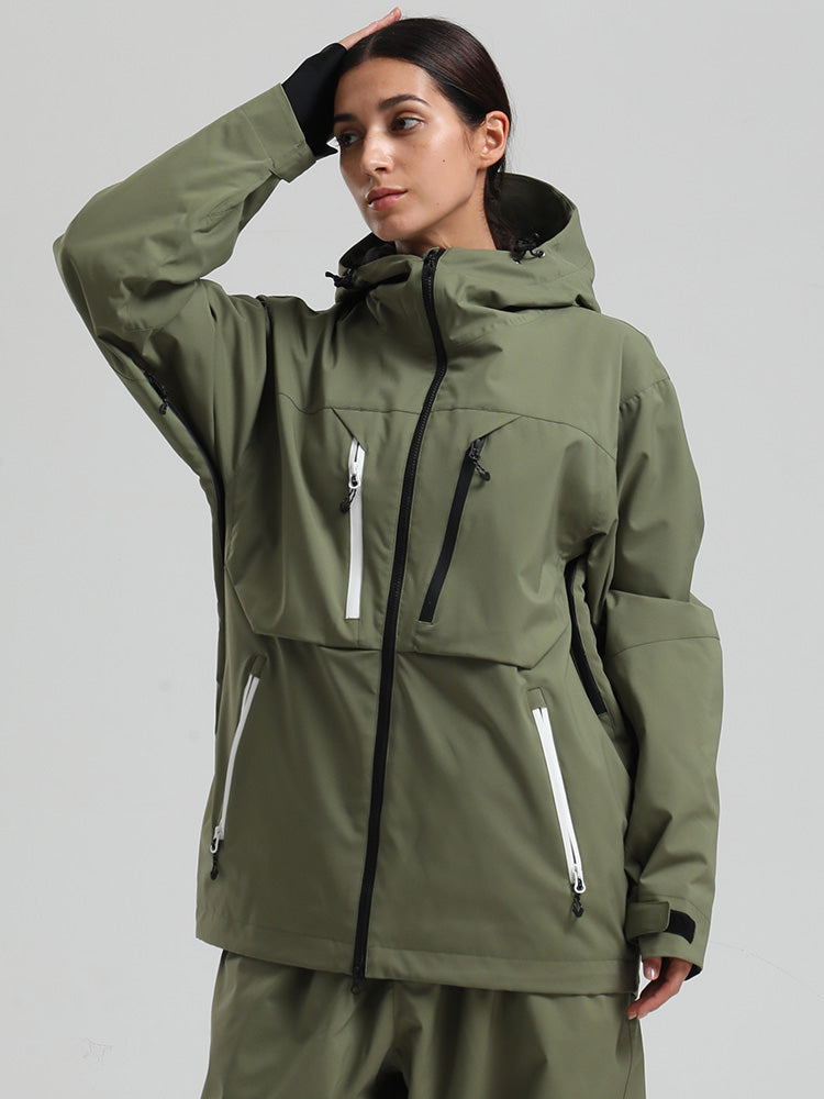 Gsou Snow Damen-Winterjacke, strapazierfähig, Mountain Pro, Funktions-Cargo-Schneejacke