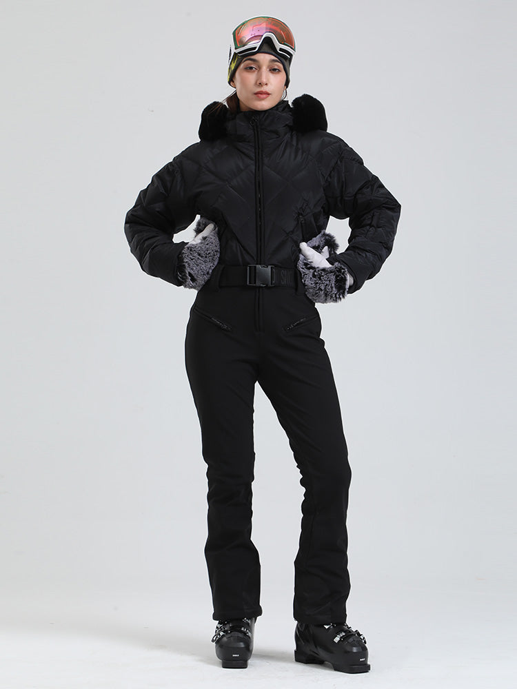 Arctic Vogue Damen-Daunenoverall mit Fleece-Futter im Berg-Chic-Stil
