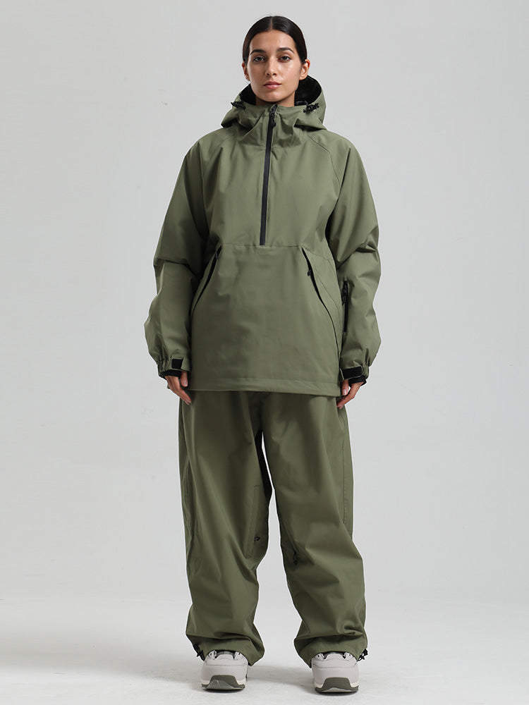Gsou Snow Damen-Snowboardanzug, strapazierfähig, urbaner Look, Pullover-Anorak