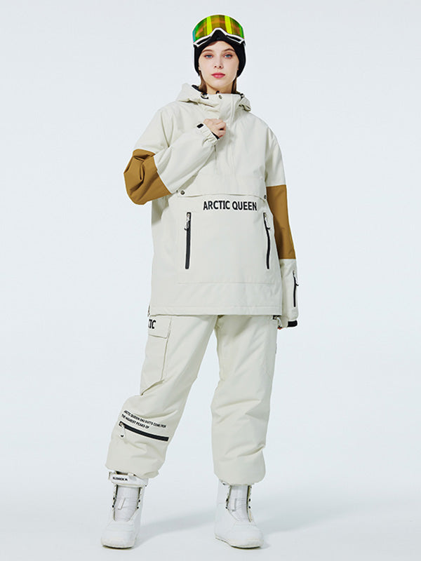 SnowCrest FrostTrek Anorak-Schneeanzüge für Damen mit halbem Reißverschluss