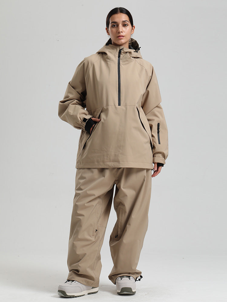 Gsou Snow Damen-Snowboardanzug, strapazierfähig, urbaner Look, Pullover-Anorak