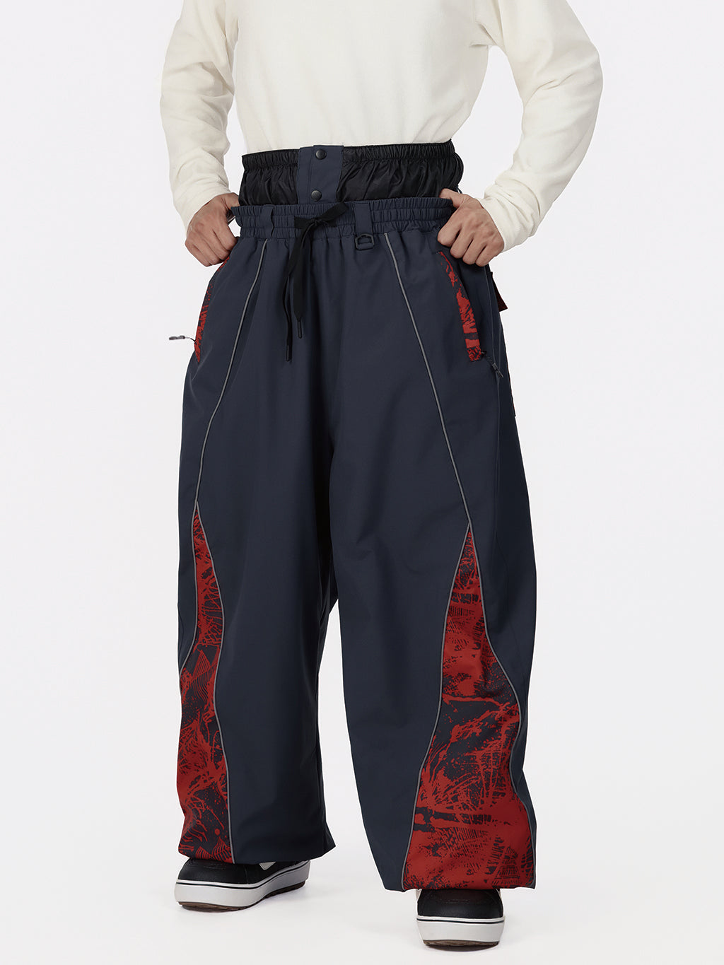 Hyper Flux Herren Hyper Flux Color Graffiti Panel Reflective Line Jogger Baggy Snow Pants