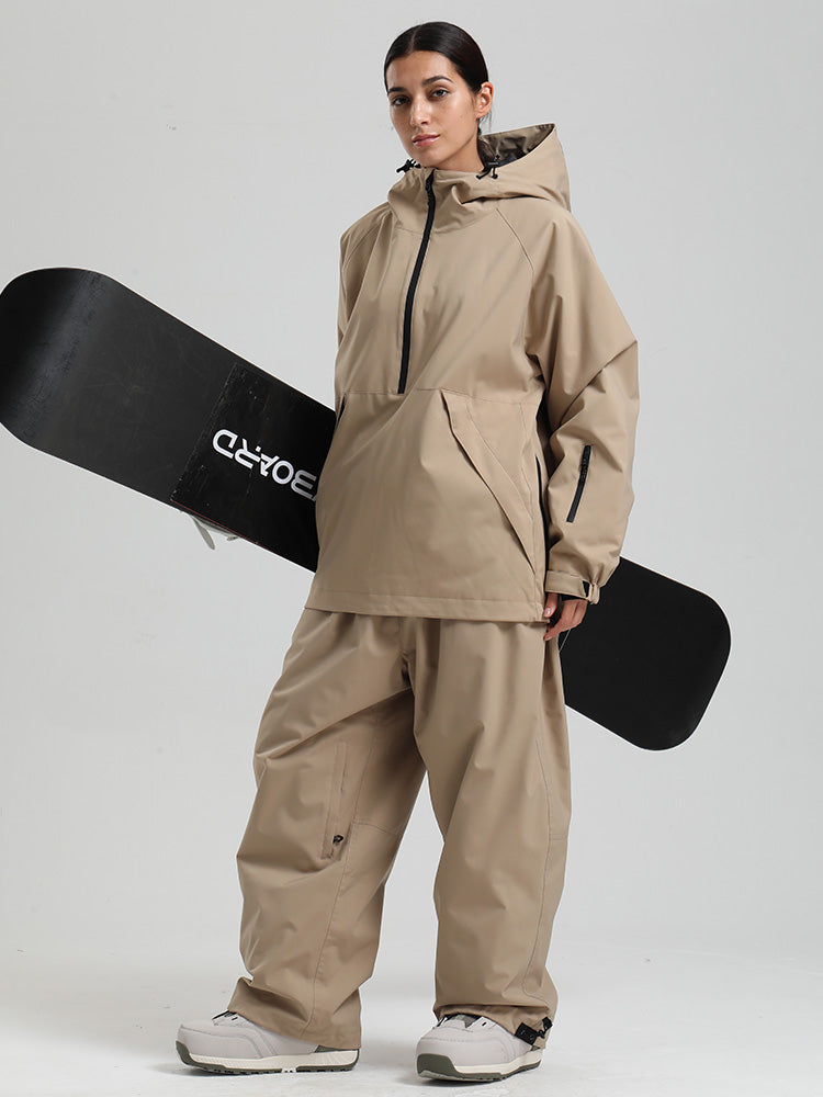 Gsou Snow Damen-Snowboardanzug, strapazierfähig, urbaner Look, Pullover-Anorak