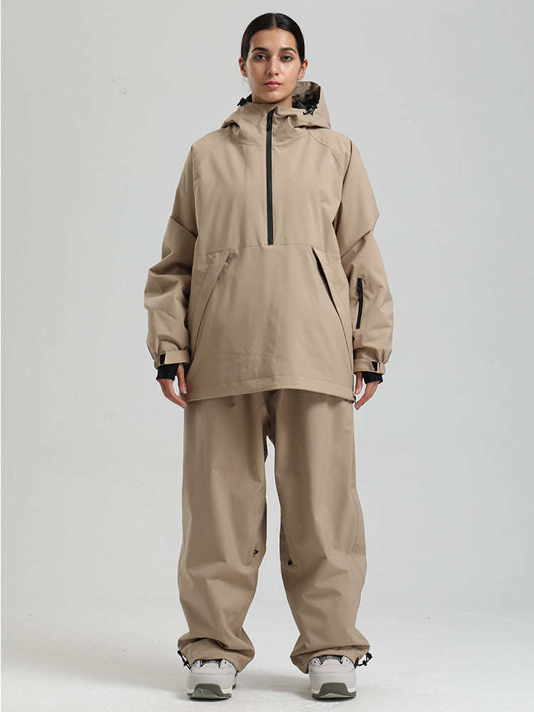 Gsou Snow Damen-Snowboardanzug, strapazierfähig, urbaner Look, Pullover-Anorak