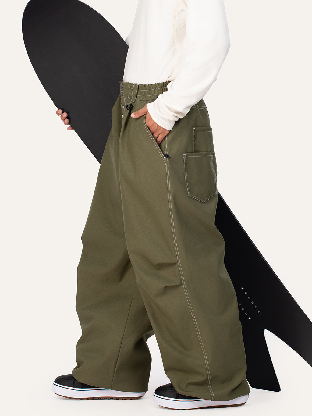 Raw Utility Niet-Arbeitsjeans für Herren – Oversized-Passform mit doppelter Gesäßtasche