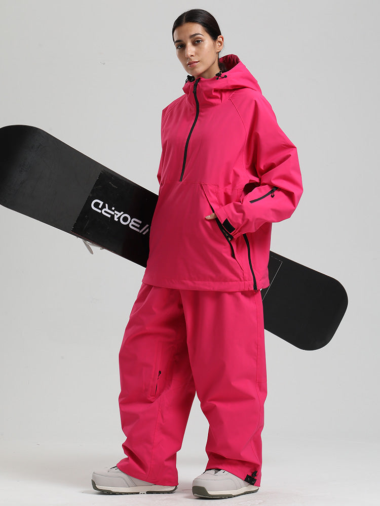 Gsou Snow Damen-Snowboardanzug, strapazierfähig, urbaner Look, Pullover-Anorak