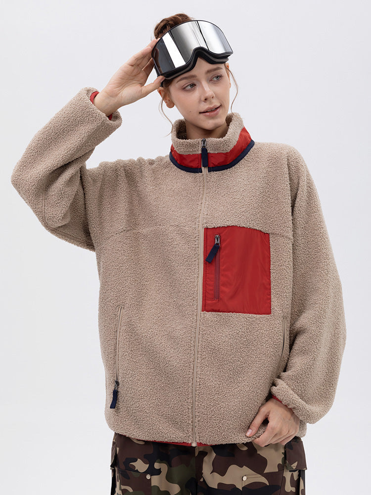 Damen-Fleecejacke aus Kunst-Sherpa-Fleece mit durchgehendem Reißverschluss für abenteuerliche Bergtouren